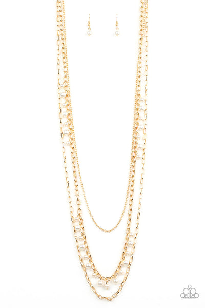 Pearl Pageant - Gold Necklace Paparazzi