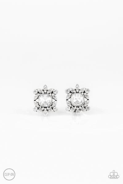 First-Rate Famous - White Clip-on Earrings