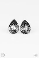 Elite Edge - Black Clip On Earrings Paparazzi