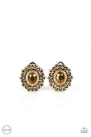 Flowering Dazzle - Brass Clip-On Earring Paparazzi