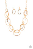 Bend OVAL Backwards - Gold Necklace Paparazzi