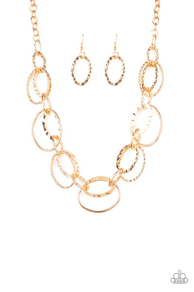 Bend OVAL Backwards - Gold Necklace Paparazzi