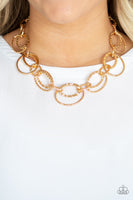 Bend OVAL Backwards - Gold Necklace Paparazzi