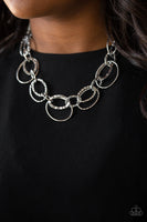 Bend OVAL Backwards - Silver Necklace Paparazzi