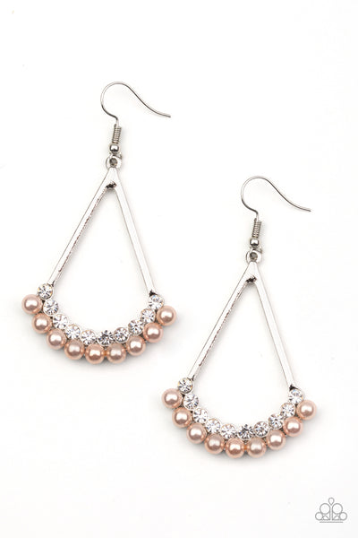 Top to Bottom - Brown Pearl Earrings Paparazzi