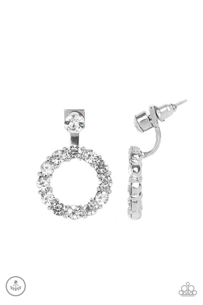 Diamond Halo - White Earrings Paparazzi