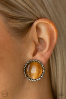 Get Up and GLOW - Brown Clip-on Earrings Paparazzi