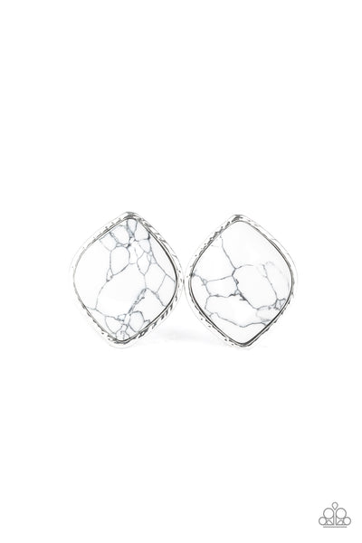 Marble Marvel - White Earrings Paparazzi