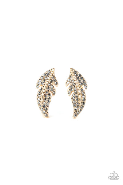 Feathered Fortune - Gold Post Earring Paparazzi