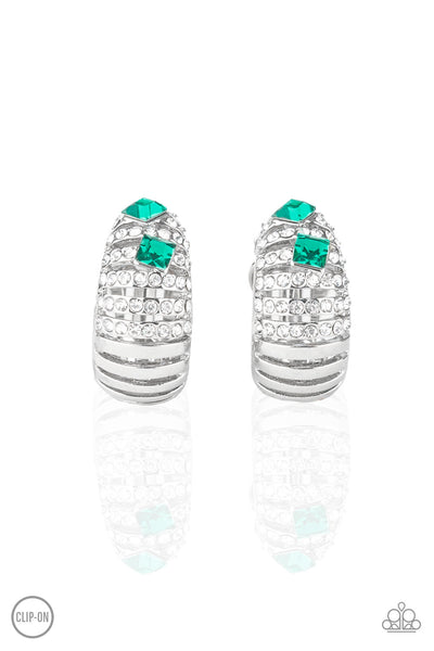 Bank Tank - Green Clip On Earrings Paparazzi