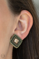 Fashion Square - Brass Clip-on Earrings Paparazzi