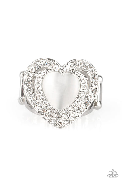 What The Heart Wants - White Heart Ring Paparazzi