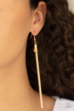 Shimmery Streamers - Gold Earrings Paparazzi