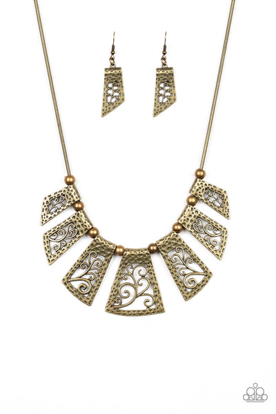 Vintage Vineyard - Brass Necklace Paparazzi