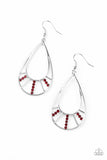 Line Crossing Sparkle - Red Earrings Paparazzi