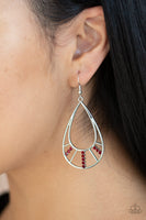 Line Crossing Sparkle - Red Earrings Paparazzi