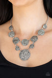 Metallic Patchwork - Silver Necklace Paparazzi