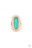Mystic Oasis - Gold & Turquoise Ring Paparazzi
