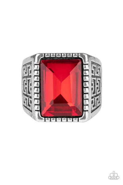 Winning Attitude - Red Men's Ring Paparazzi