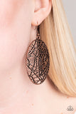 Way Out of Line - Copper Earrings Paparazzi