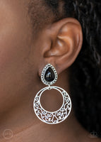 Exotic Escape - Black Clip-on Earrings Paparazzi