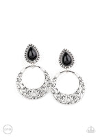 Exotic Escape - Black Clip-on Earrings Paparazzi