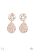 Emblazoned Edge - Rose Gold Clip-on Earrings Paparazzi