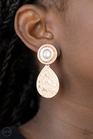 Emblazoned Edge - Rose Gold Clip-on Earrings Paparazzi