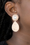 Emblazoned Edge - Rose Gold Clip-on Earrings Paparazzi