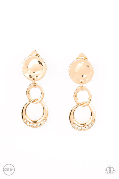 Reshaping Refinement - Gold Clip-on Earrings Paparazzi