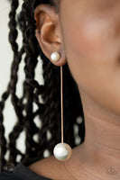 Extended Elegance - Gold Pearl Earrings Paparazzi