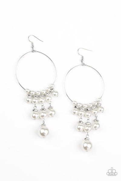 Working The Room - White Pearl Earrings Paparazzi -