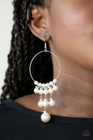 Working The Room - White Pearl Earrings Paparazzi -