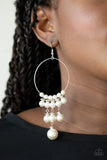 Working The Room - White Pearl Earrings Paparazzi -