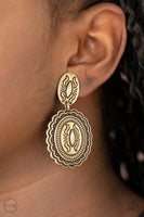 Ageless Artifact - Brass Clip On Earrings Paparazzi