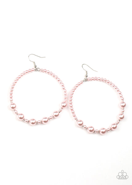 Boss Posh - Pink Pearl Earrings Paparazzi