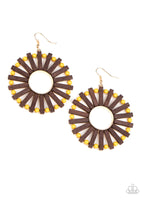 Solar Flare - Yellow Wooden Earrings Paparazzi