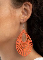 Bermuda Breeze - Orange Wooden Earrings Paparazzi