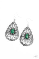 Floral Frill - Green Earrings Paparazzi