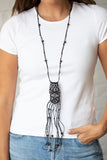 Macrame Majesty - Black Macrame Necklace Paparazzi