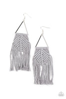 Macrame Jungle - Silver Macrame Earrings Paparazzi