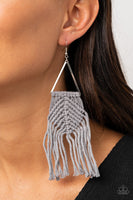 Macrame Jungle - Silver Macrame Earrings Paparazzi