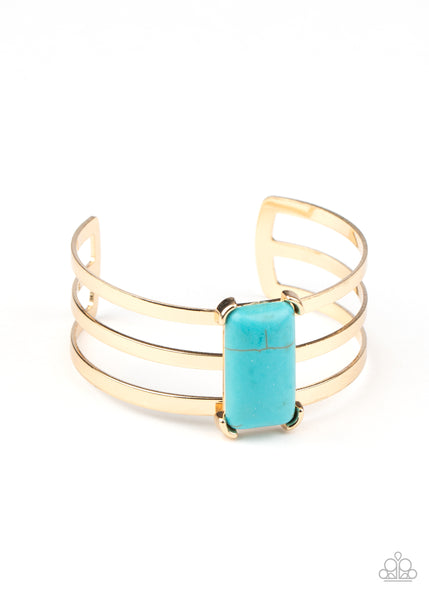 Rural Recreation - Gold & Turquoise Bracelet Paparazzi