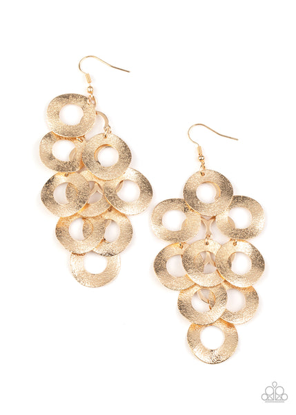 Scattered Shimmer - Gold Earrings Paparazzi