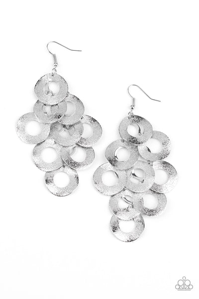 Scattered Shimmer - Silver Earrings Paparazzi