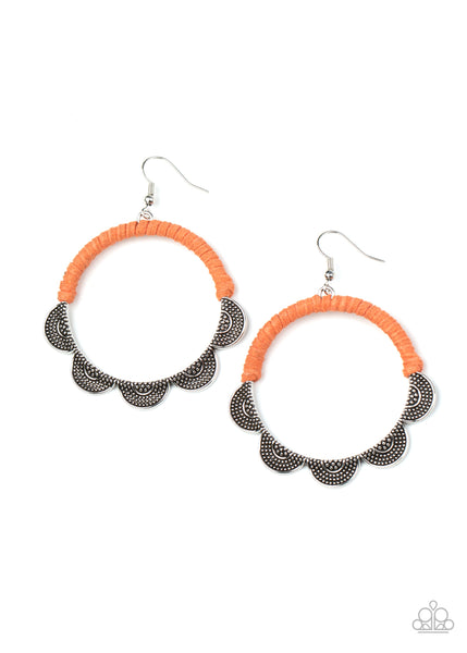 Tambourine Trend - Orange Earrings Paparazzi