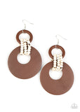 Beach Day Drama - Brown Wooden Earring Paparazzi