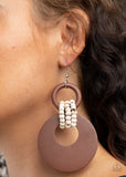 Beach Day Drama - Brown Wooden Earring Paparazzi