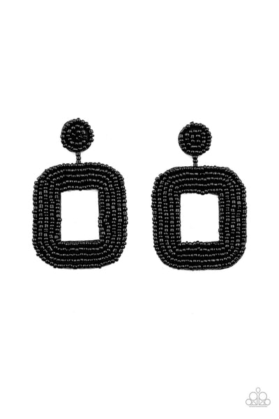 Beaded Bella - Black Beaded Earrings Paparazzi