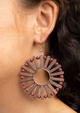 Solar Flare - Brown Wooden Earrings Paparazzi